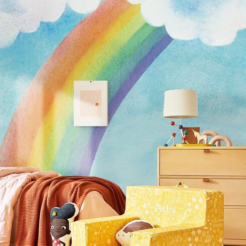 Colorful Vigor Rainbow Wall Sticker Peel and Stick, Leather Effect Textured Vinyl Rainbow Wall Art Decor, Pastel Rainbow Wall Mural Sticker for Girls Bedroom Kids Room Playroom Nursery Room in Saudi Arabia