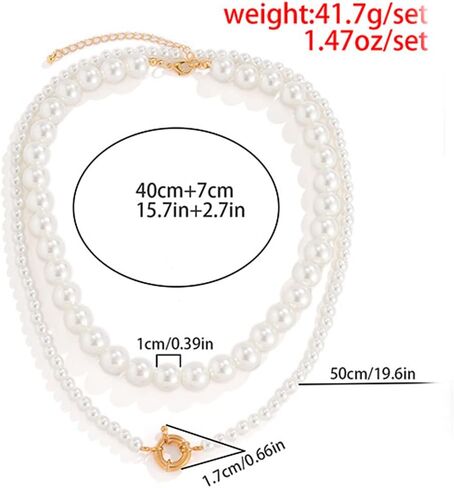 YERTTER Grunge Pearl Chain Choker Layered Faux Pearl Choker Necklace Baroque Pearl Gold Silver Statement Toggle Clasp Choker Necklace for Men in Saudi Arabia