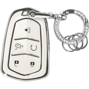 for Cadillac Key Fob Cover - Soft TPU Key Fob Case Shell Cover Holder Protector for Cadillac Escalade CTS SRX XT5 ATS STS CT6 5-Buttons Remote Start Smart Key Cover(Black)