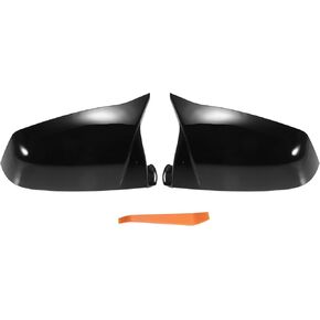 X AUTOHAUX Pair Car Rear View Driver Passenger Side Mirror Cover Cap Replacement Black Carbon Fiber Pattern for BMW 525i 528i 530i 535i 550i 640i Mirror Guard Covers Exterior Decoration Trim