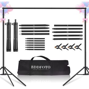 NEW Upgraded Backdrop Stand 6.5x10FT/2x3M,BDDFOTO Photo Background Stand Support Kit for Photography Studio and Party Celebration Event,with Portable Canvas Bag