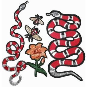 3D Mini Snake Patch Embroidered Sew on Combo Animal Applique Cool Patch Red Green Snake Applique Patches Sewing for DIY Clothing Jeans Handbags