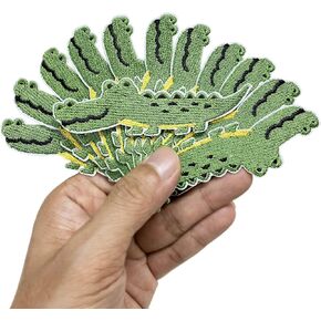 3.5"x1.2" 12pcs Green Crocodile Alligator Patch Iron On Embroidered Patches Appliques Machine Embroidery Needlecraft Clothes Accessory Sewing DIY