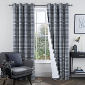 always4u Plaid Thermal Insulated Curtains 63 Inches Long Double Layer Thermal Drapes for Living Room Bedroom Tartan Window Treatments 2 Panels Beige