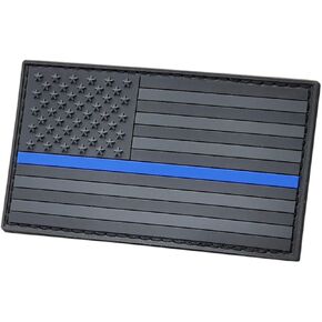 LEGEEON Blackout Thin Blue Line America Flag USA Tactical Morale PVC Rubber Fastener Patch in Saudi Arabia