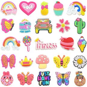 Shoe Charms for Girls,25 PCS Cute Shoe Decoration Charms Kids Kawaii Not Random Different Shoes Charm Women Party Birthday Gift