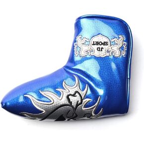 Skull Golf Club Blade Putter Cover Magnetic Closure Synthetic PU Mirror Leather Blue Golf Putters Headcover Protector