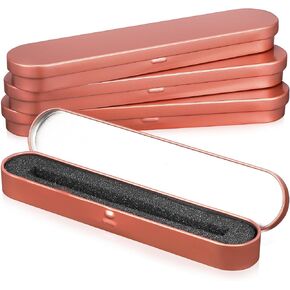 Pen Boxes Metal Ballpoint Pen Case Pencil Holder, Fountain Pen Box Jewelry Empty Case with Cushion, 4pcs, Rose Gold