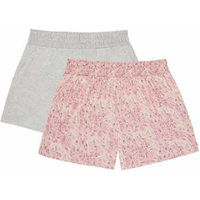 Jane and Bleecker 2 Pack Lightweight Lounge Sleep Shorts (Heather Gray/Pink Floral, Large)