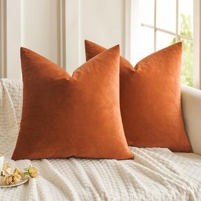 MIULEE Pack of 2, Velvet Soft Solid Decorative Square Throw Pillow Covers Set Cushion Case for Spring Sofa Bedroom Car 18x18 Inch 45x45 Cm