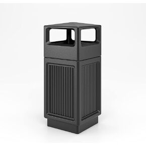 منتجات Safco Canmeleon سلة المهملات ذات الألواح المجوفة للاستخدام الخارجي والداخلي مع جرة رماد 9478BL، باللون الأسود، ألواح مخددة زخرفية، سعة 15 جالونًا in Kuwait