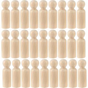 40 Pack 3-1/2 Inches Unfinished Wooden Peg Dolls, Decorative Wooden Peg Doll People, Wooden Peg Doll Body for Painting, DIY Craft Art Projects, Decoration Toy, Peg Game