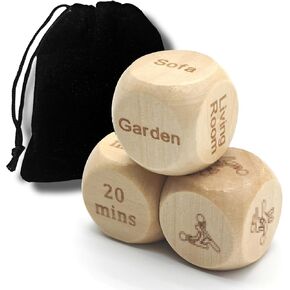 لعبة My Dicey Date - نرد التاريخ الليلي - 3 قطع، مادة خشبية - ألعاب غرفة النوم للأزواج - مثالية للعشاق والأزواج in Kuwait