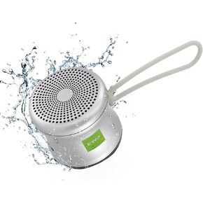 EWA A119 Mini Bluetooth Speaker with Lanyard, Small speaker with Bass Radiator, IPX7 Waterproof, Tiny but Powerful, Super Cute Metal Wireless Portable Speaker (Silver)