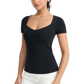 THE GYM PEOPLE Women's Scoop Neck T Shirts Short Sleeve Slim Fit Workout Cool Tee Tops