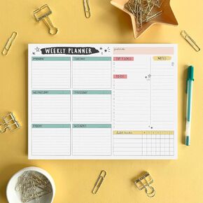 Weekly To Do List Notepad with 52 Undated Sheets（8.5"×11"）- Weekly Desk Planner (Pink)