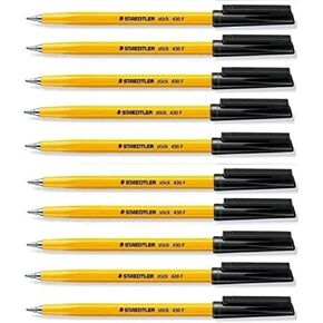 Staedtler Stick 430 Fine Ballpoint Pen 0.3mm Black Regular Ink Flow (Pack of 10)