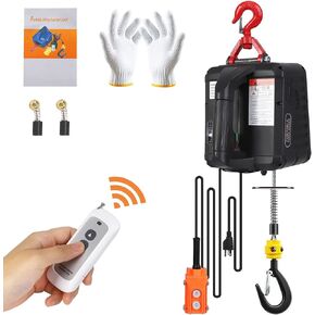 Electric Hoist 110 Volt, 1100 LBS Portable Winch with Wire and Wireless Remote Control, Lifting Speed is 16 ft/min, Suitable for Lifting in Factories, Warehouses, Construction Sites in Kuwait