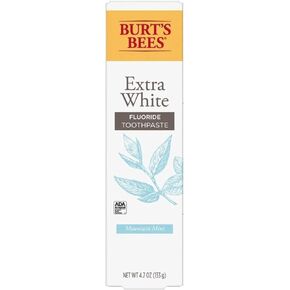 Burts Bees Extra White Mountain Mint Fluoride Toothpaste 4.7 Ounce (Pack of 3)