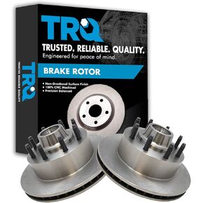TRQ Front Disc Brake Rotor Pair Set for 1995-2007 Ford E250 Van / 1995-2005 Ford E350 Van / 1999-2007 Ford E350 Van Super Duty