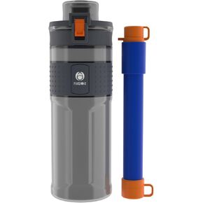 Straw Filter Water Bottle Outdoor Water Bottle with Filter Water Purifier Filtration Bottle Survival Emergency Hiking Travel and Backpacking Water Filter 17oz