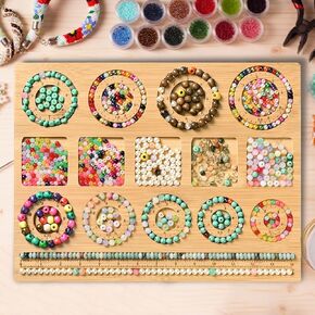 Acagero Bead Board, Bamboo Beading Board for Bracelet Making, Bead Tray Mat Bracelet Design Sizer Boards for Jewelry Making DIY Ideal for Beginners Professionals, 15 X 11.5 X 0.4 Inches