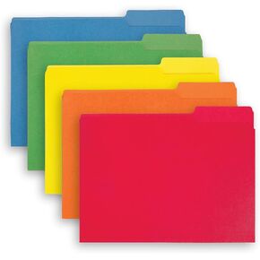 Blue Summit File Folders, Letter Size, 1/3 Tab, Assorted Colors, Bulk – 200 Pack