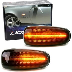 iJDMTOY Smoked Lens Amber Full LED Sequential Blink Fender Side Marker Indicator Lights Compatible with Mercedes CLK SLK Class Dodge Sprinter, Powered by 20-SMD LED, Replace OEM Sidemarker Lamps