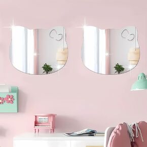 2Pcs Vanity Mirror for Bathroom Bedroom Door Decor Acrylic Makeup Mirror Decorative Wall Stickers Hello Gift for Her Women Girls (12 x 12 inch, Heart)