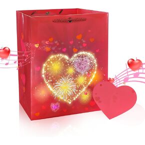 DTESL Lights Fireworks Musical Gift Bag Birthday Music Gift Bag with Card Happy Birthday Gift Bag for Wife, husbands, men and women (Birthday Gift Bag-M)