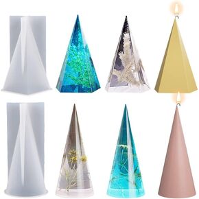 2 Set of Ring Holder Silicone Resin Mold Wax Candle Cone Shaped Epoxy Silicone Casting Molds for Ring Jewelry Watch Holder Specimen Ornaments, 3D DIY Making Display Decor Crafts