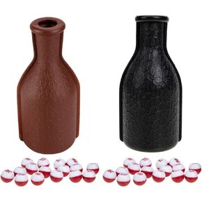 Yardwe 2 Sets Billiard Shaker Bottle Snooker Pool Tally Shaker Bottle Black Brown Pool Dice Billiards Accessory with Numbered Balls for Pea Pill Pool