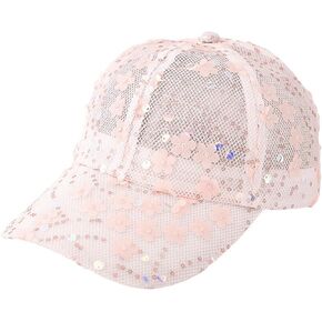 Shiny Sequins Baseball Cap for Women Girls Cute Flowers Breathable Mesh Trucker Hat Adjustable Summer Outdoors Sun Cap
