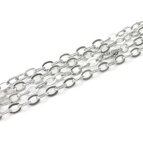 CleverDelights 5x7mm Cable Chain Necklaces - Platinum Silver Color - 10 Pack - 24 Inch Length