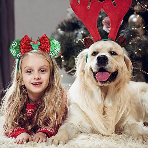 Christmas Mouse Ears Bow Headbands, Snow Santa Claus Christmas Decoration Cosplay Costume for Girls & Women in Saudi Arabia