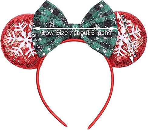 Christmas Mouse Ears Bow Headbands, Snow Santa Claus Christmas Decoration Cosplay Costume for Girls & Women in Saudi Arabia