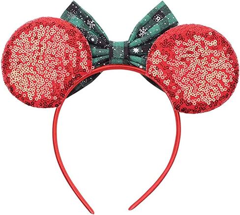 Christmas Mouse Ears Bow Headbands, Snow Santa Claus Christmas Decoration Cosplay Costume for Girls & Women in Saudi Arabia