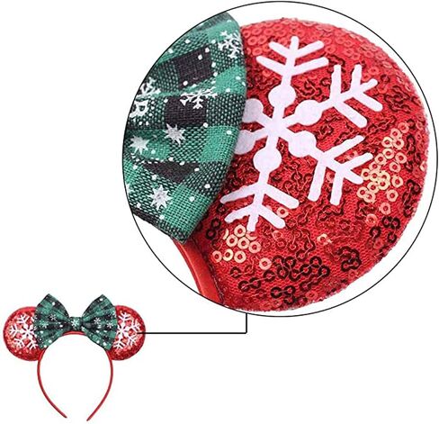Christmas Mouse Ears Bow Headbands, Snow Santa Claus Christmas Decoration Cosplay Costume for Girls & Women in Saudi Arabia