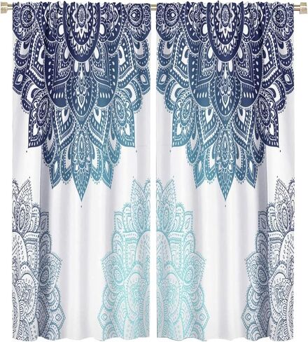 Mandala Blackout Curtain Ombre Colors Window Eastern Mandala Design Darkening Drapes Rod Pocket Cafe Living Room Dining Room Kitchen Bedroom 2 Panels 42x54 in in Saudi Arabia