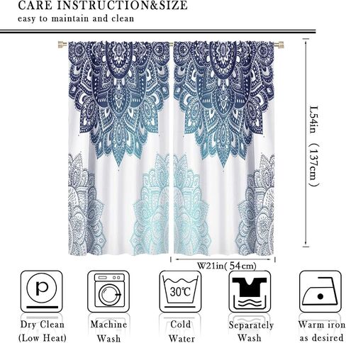 Mandala Blackout Curtain Ombre Colors Window Eastern Mandala Design Darkening Drapes Rod Pocket Cafe Living Room Dining Room Kitchen Bedroom 2 Panels 42x54 in in Saudi Arabia