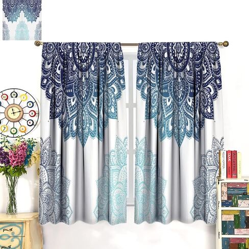 Mandala Blackout Curtain Ombre Colors Window Eastern Mandala Design Darkening Drapes Rod Pocket Cafe Living Room Dining Room Kitchen Bedroom 2 Panels 42x54 in in Saudi Arabia
