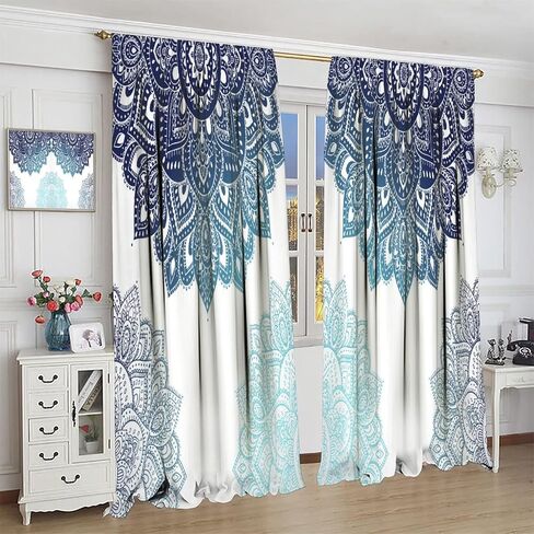 Mandala Blackout Curtain Ombre Colors Window Eastern Mandala Design Darkening Drapes Rod Pocket Cafe Living Room Dining Room Kitchen Bedroom 2 Panels 42x54 in in Saudi Arabia