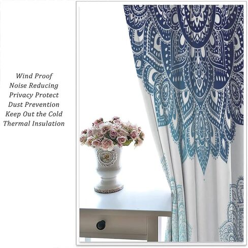 Mandala Blackout Curtain Ombre Colors Window Eastern Mandala Design Darkening Drapes Rod Pocket Cafe Living Room Dining Room Kitchen Bedroom 2 Panels 42x54 in in Saudi Arabia