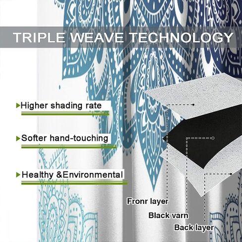 Mandala Blackout Curtain Ombre Colors Window Eastern Mandala Design Darkening Drapes Rod Pocket Cafe Living Room Dining Room Kitchen Bedroom 2 Panels 42x54 in in Saudi Arabia