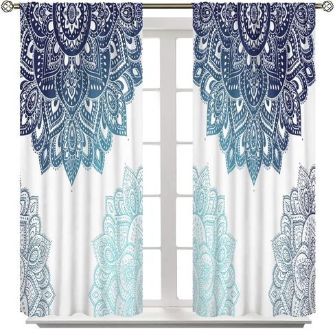 Mandala Blackout Curtain Ombre Colors Window Eastern Mandala Design Darkening Drapes Rod Pocket Cafe Living Room Dining Room Kitchen Bedroom 2 Panels 42x54 in in Saudi Arabia