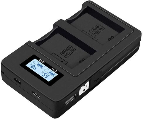 شاحن بطارية NP-FW50 بفتحة مزدوجة، شاحن سريع NPFW50 متوافق مع ZV-E10، Alpha A7، A7 II، A7R، A7R II، A7S، A7S II، A3000، A5000، A6000، A6300، A6400، A6500، NEX-3، NEX -كاميرات 3N in Kuwait