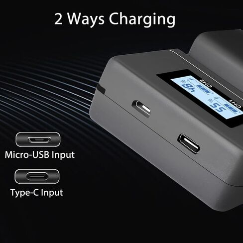 شاحن بطارية NP-FW50 بفتحة مزدوجة، شاحن سريع NPFW50 متوافق مع ZV-E10، Alpha A7، A7 II، A7R، A7R II، A7S، A7S II، A3000، A5000، A6000، A6300، A6400، A6500، NEX-3، NEX -كاميرات 3N in Kuwait