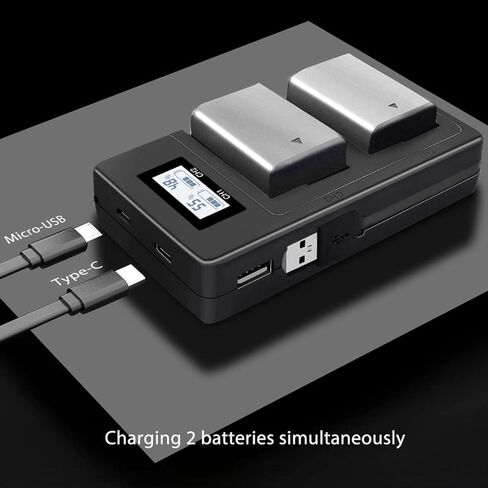 شاحن بطارية NP-FW50 بفتحة مزدوجة، شاحن سريع NPFW50 متوافق مع ZV-E10، Alpha A7، A7 II، A7R، A7R II، A7S، A7S II، A3000، A5000، A6000، A6300، A6400، A6500، NEX-3، NEX -كاميرات 3N in Kuwait