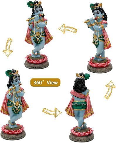 alikiki Hindu God Lord Krishna Statue - 8.3"H India Idol Krishna Figurine Puja Item Pooja Gift for Indian Diwali Home Altar Temple Mandir Meditation Room Yoga Studio Spiritual Decors in Saudi Arabia
