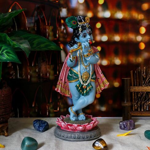 alikiki Hindu God Lord Krishna Statue - 8.3"H India Idol Krishna Figurine Puja Item Pooja Gift for Indian Diwali Home Altar Temple Mandir Meditation Room Yoga Studio Spiritual Decors in Saudi Arabia